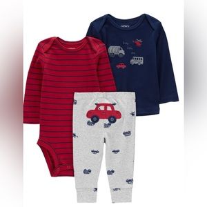 Baby Boy 3 Piece Carter’s  Long Sleeve Outfit 2 Shirts & 1 Pair Pants 12 Months